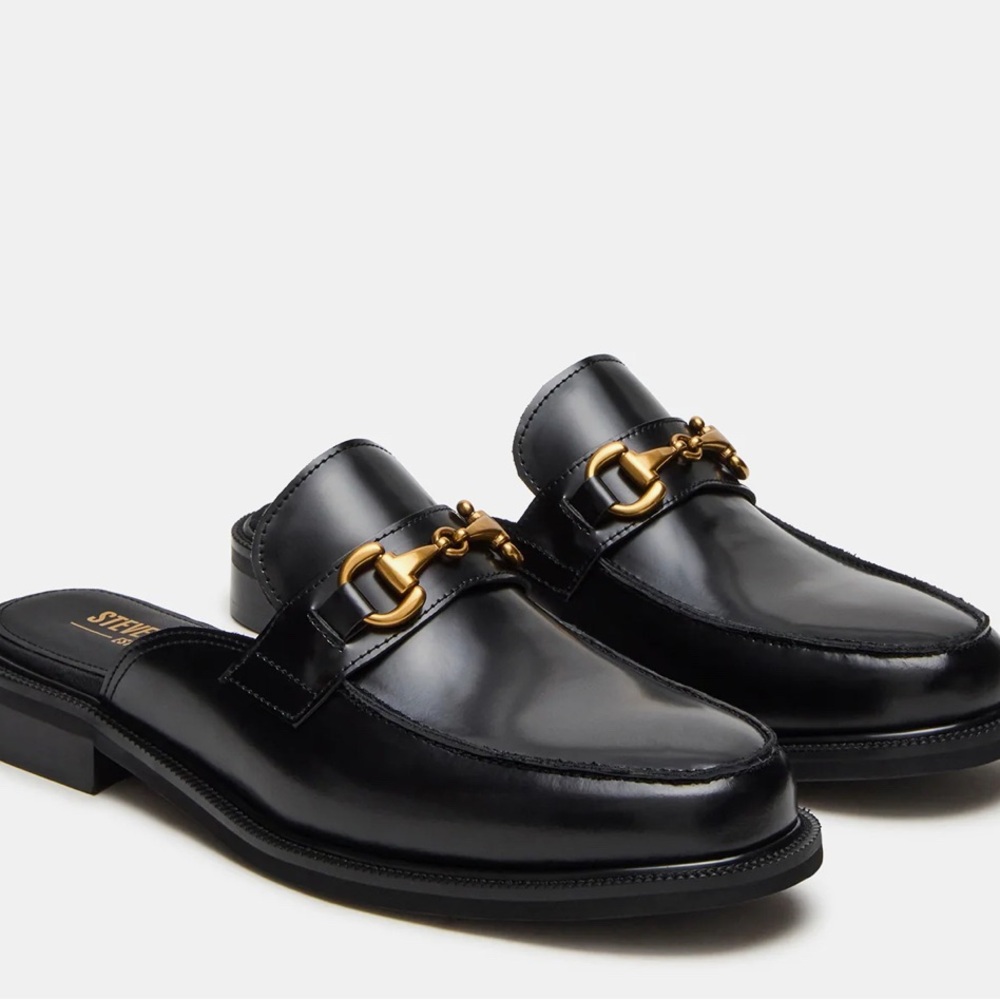 Brand new in box Steve Madden Wassti black leather loafers size 12